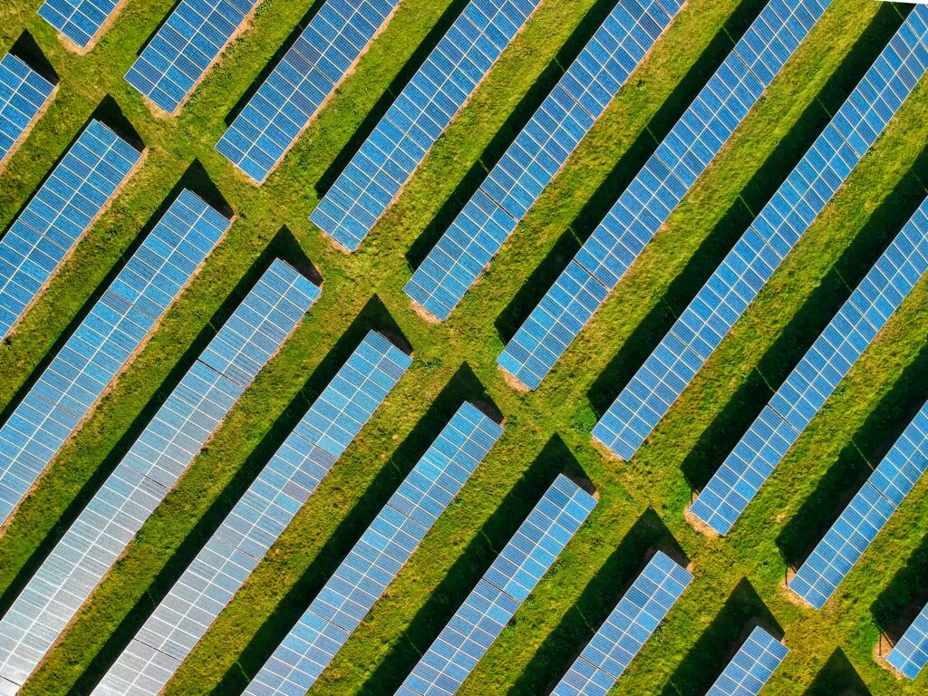 champs de panneaux solaires